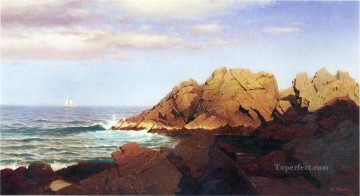  rock Oil Painting - Rocks at Nahant scenery Luminism William Stanley Haseltine